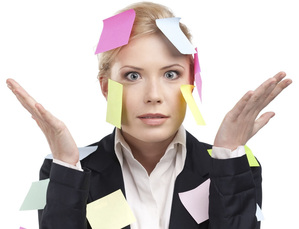 Woman with post-it notes